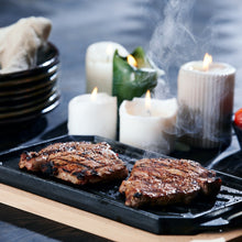 Load image into Gallery viewer, Cozze Reversible Cast Iron Pan with Wooden Tray