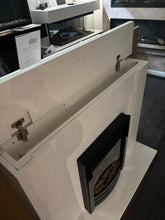 Load image into Gallery viewer, Charlton Micro Cement Fireplace in White with hidden storage
